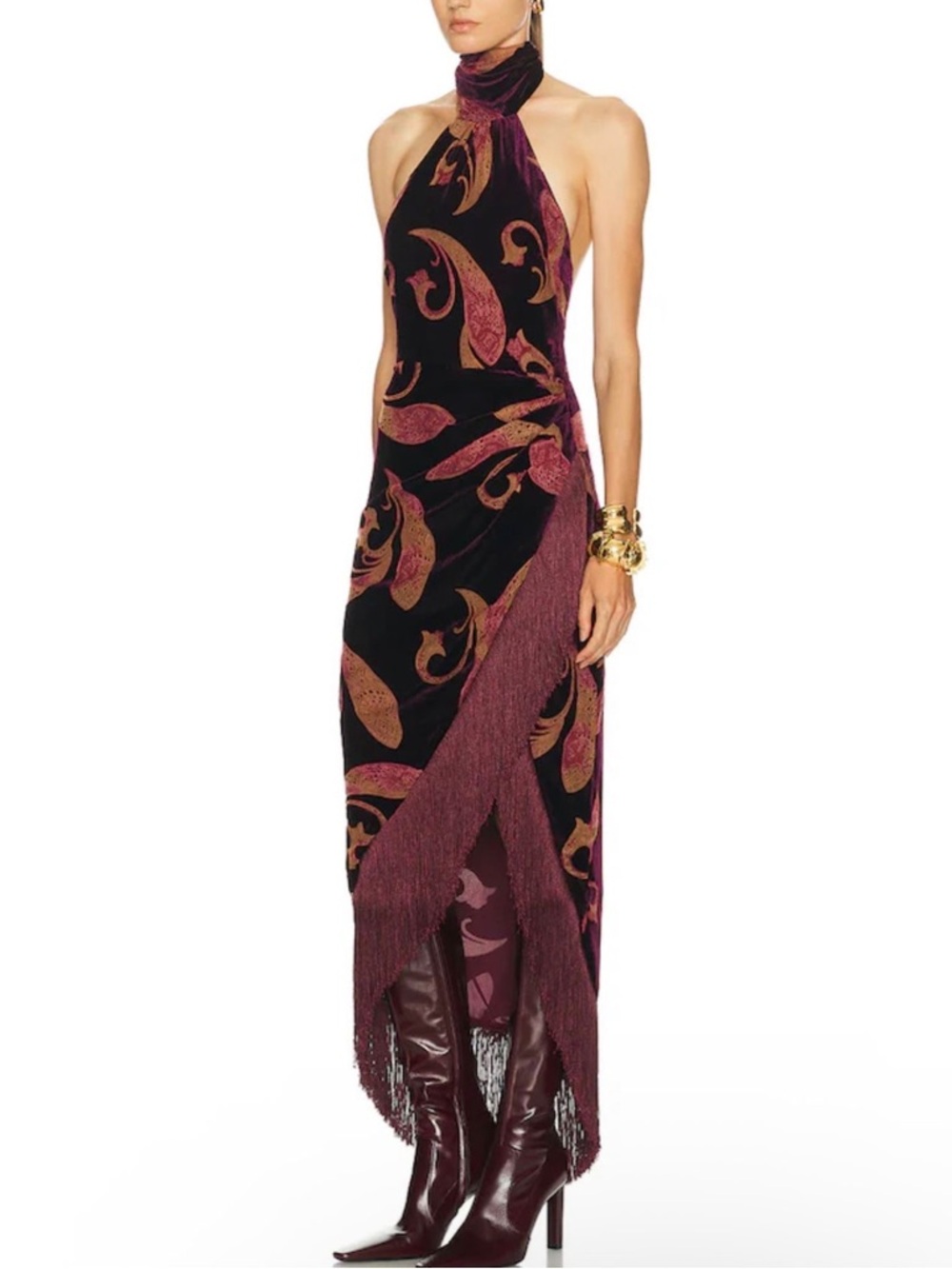 Retrofête Iridessa Velvet Fringe Hem Dress size M_NWT - Picture 5 of 11